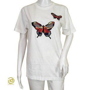 YJGLAM Women's Butterfly Applique Design T-Shirt Short Sleeve DM3